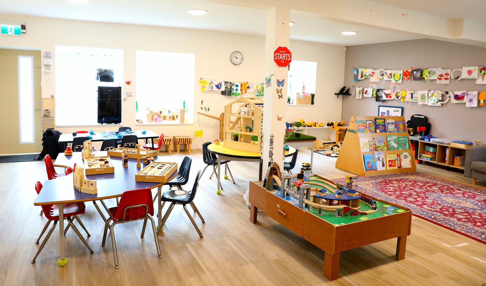 Open learning studio with activity tables