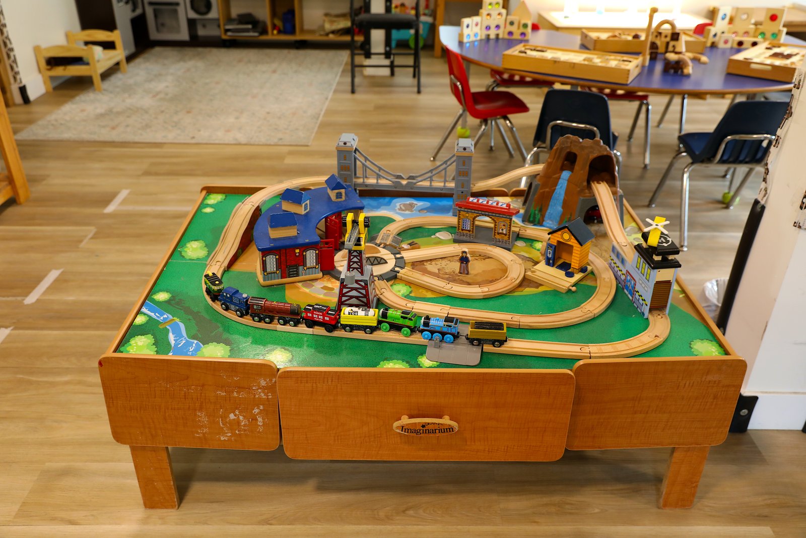 Wooden train table set